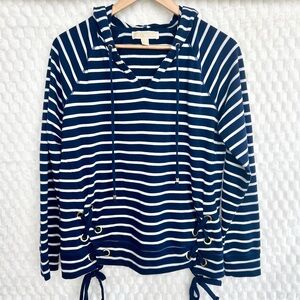 Michael Kors Navy and White Striped Hoodie